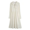 2023 Autumn New French gentle style solid color button-up long-sleeved dress HUA8462 Item Picture
